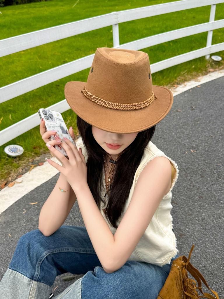 Unisex Western Cowboy Sun Hat - Summer Outdoor Fedora for Men & Women