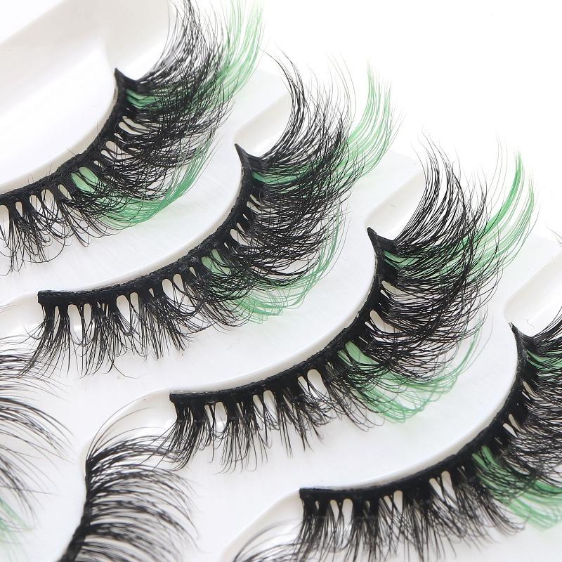 Manufacturer Wholesale 10 Pairs of Colored 3D False Eyelashes, European and American Multi-level Messy and Dense 3D Eyelashes, Cross-border Supply