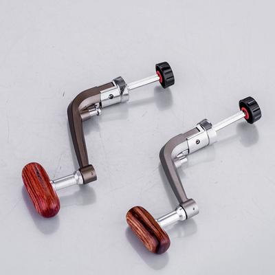 Volledig Metalen Spinhengel Handvat Met Houten Knop+Gratis Schroef Zee Rivier Rots Lure Vissen Vervangende Onderdelen