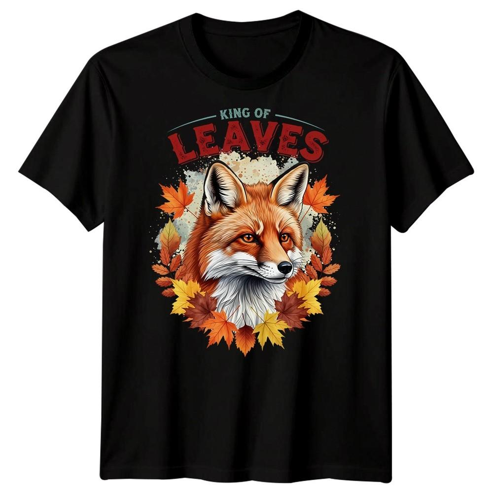 Re delle Foglie Volpe Foglie d'Autunno Stagioni T-Shirt Grafica Unisex