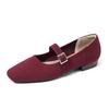Women's Ballet Flats Square Toe Slip On Shoes Knitted Dress Mary Jane Flats for Women Comfy Causal Work Walking Shoes Mary Jane Shoes With Ankle Strap