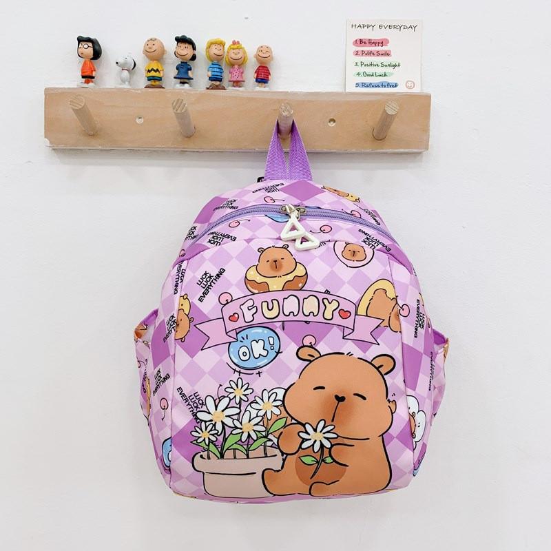Backpack Children Capybara Zipper Design Adjustable Shoulder Schoolbag Straps
