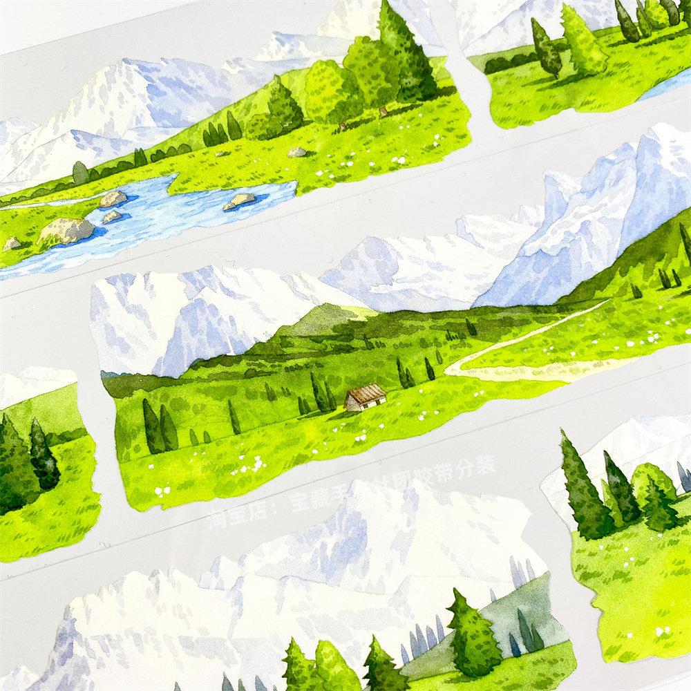 Journal V56 Mountain And River Snowy Landscape Chronicles Xiaohetian Weed Ancient Style PET Scrapbook Collage Sti
