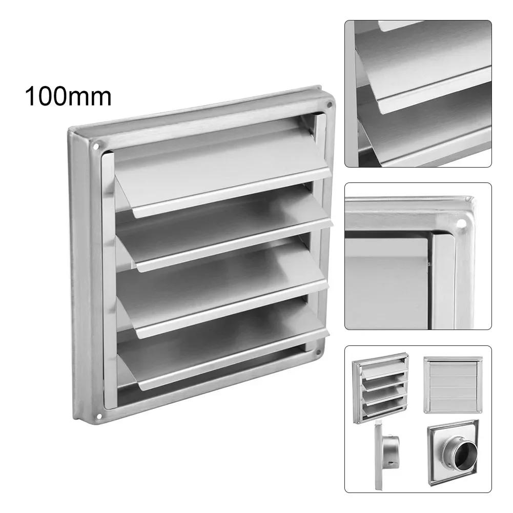 100MM Stainless Steel Air Vent Exterior Wall Ventilation Cap Movable Square Air Outlet Kitchen Bathroom Wall Grilles Duct Cover