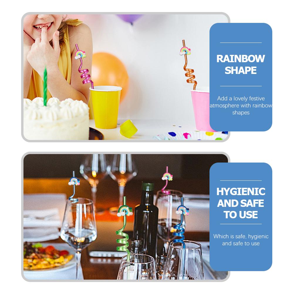 20 Pcs Rainbow Straw Beverage Straws Kids Drink for Festival Cartoon Childrens Toys Adorable Party Decorate Decorations