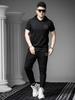 Ozhouzhan Hood Short Sleeve Hoodie Casual Set Men's Summer Fashion Brand Print Half Sleeve T-shirt Trousers Two-piece Set