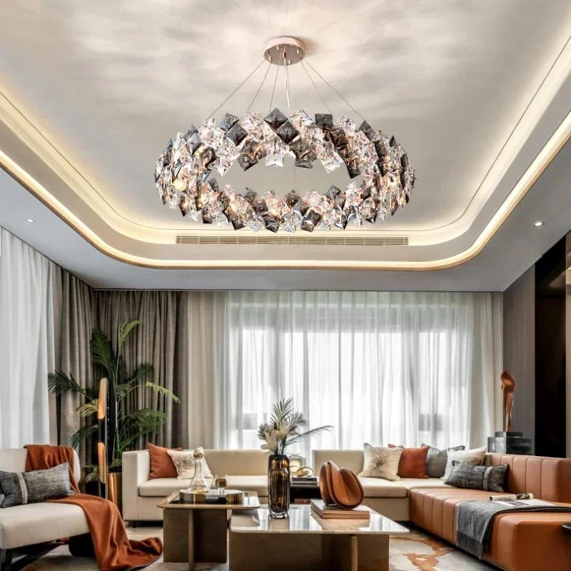 Modern Crystal LED Ceiling Pendant Lights Living Dining Table Room Hotel Hall Hanging Chandeliers Home-appliance Decoration Lamp