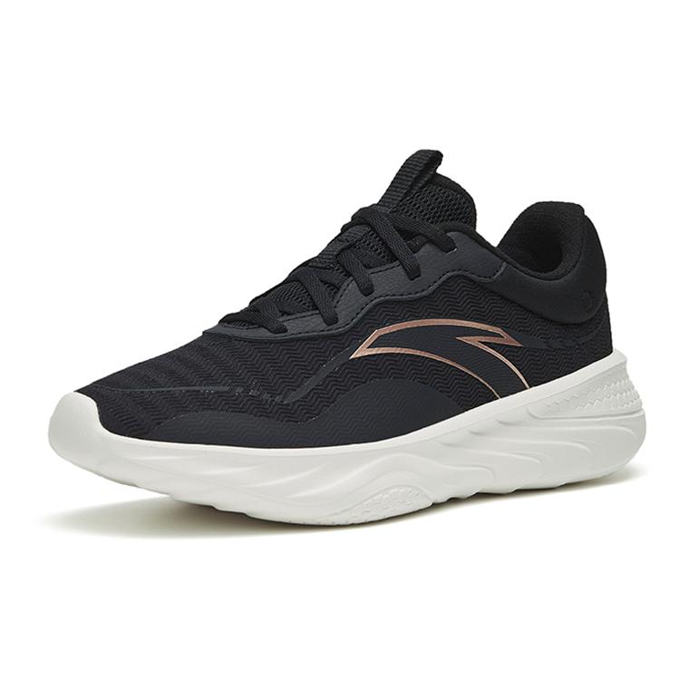 Anta Lightweight Cushioning Low top Running Shoes Women's Black Gold White 122247715-3