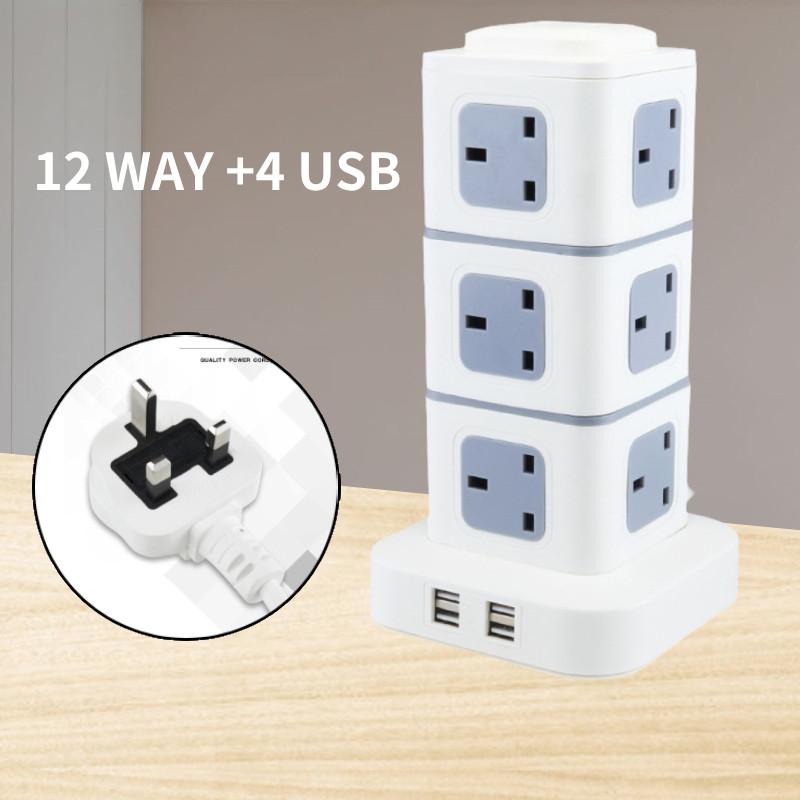 Reliable Uk Standard Vertical Power Strip With Multiple Usb Ports For Home And Office Use