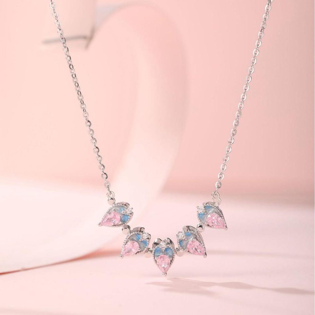 S925 Sterling Silver Starfish and Enamel Four-Leaf Clover Necklace – Elegant Summer Seaside Style for Women