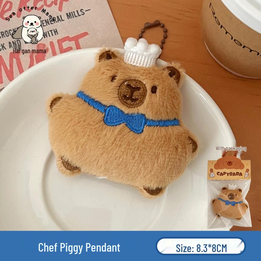 Creative Food Pendant Girl Cartoon Capybara Plush Doll Bread Charm Decoration Accessory