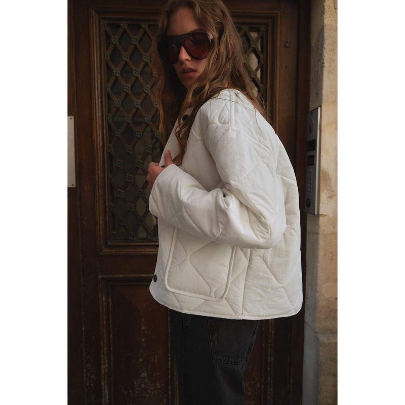 Za Autumn New Women Clothes 2025 Western Style Fashion Simple and Versatile Diamond Plaid Cotton-padded Jacket Outerwear 8372279