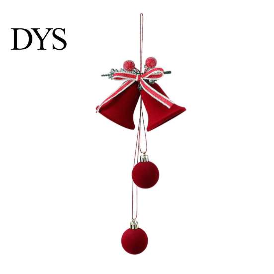 Christmas Lanyard Bell Pendants Nordic Velvet Ornament, Flocked Hanging Bells for Luxury Texture Tree Baubles Door Window Decor, Festive Holiday Home