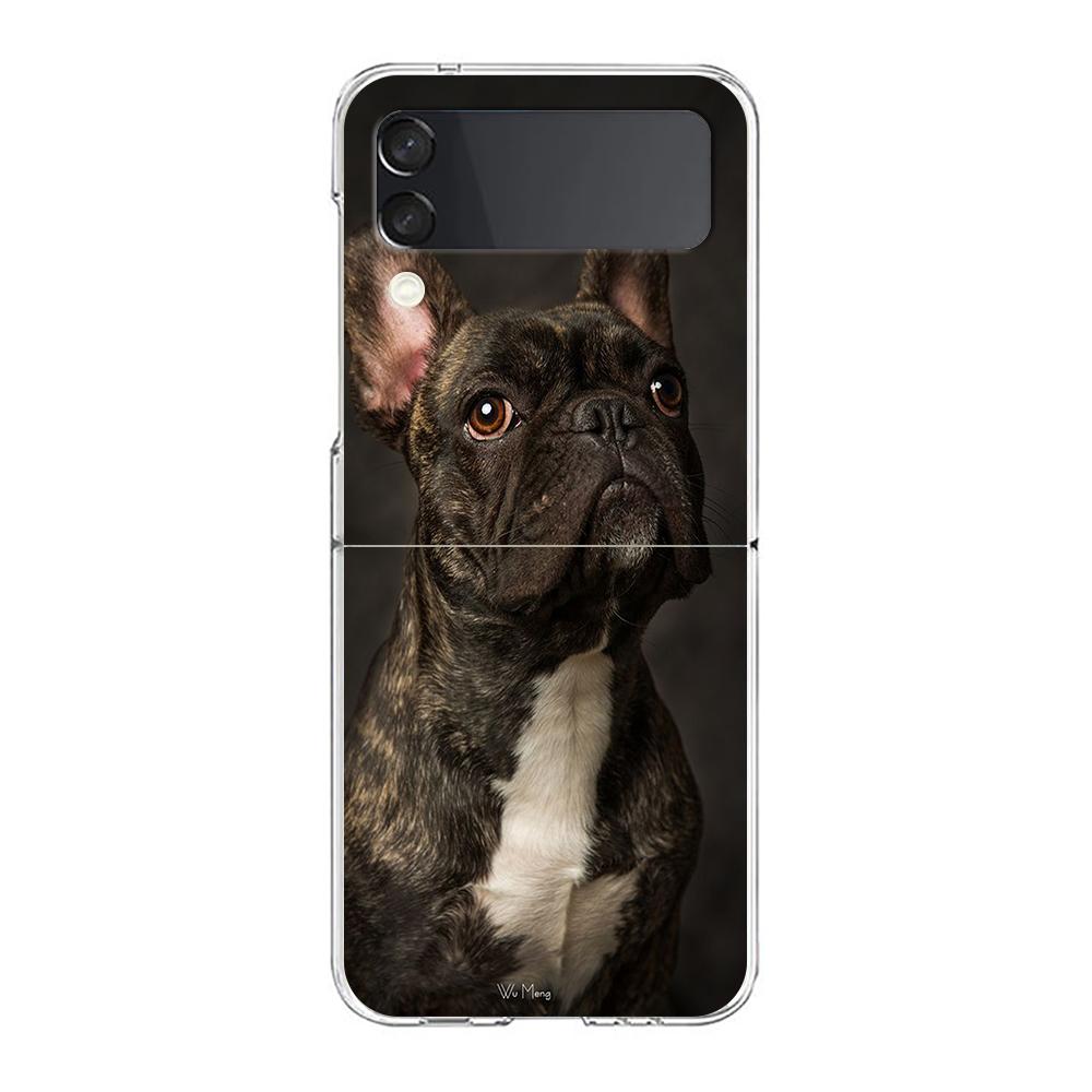 Phone Case For Samsung Galaxy Z Flip 3 4 5 Hard Folding Clear PC Bumper For Samsung Z Flip 6 Back Cover French Bulldog Dog Pet