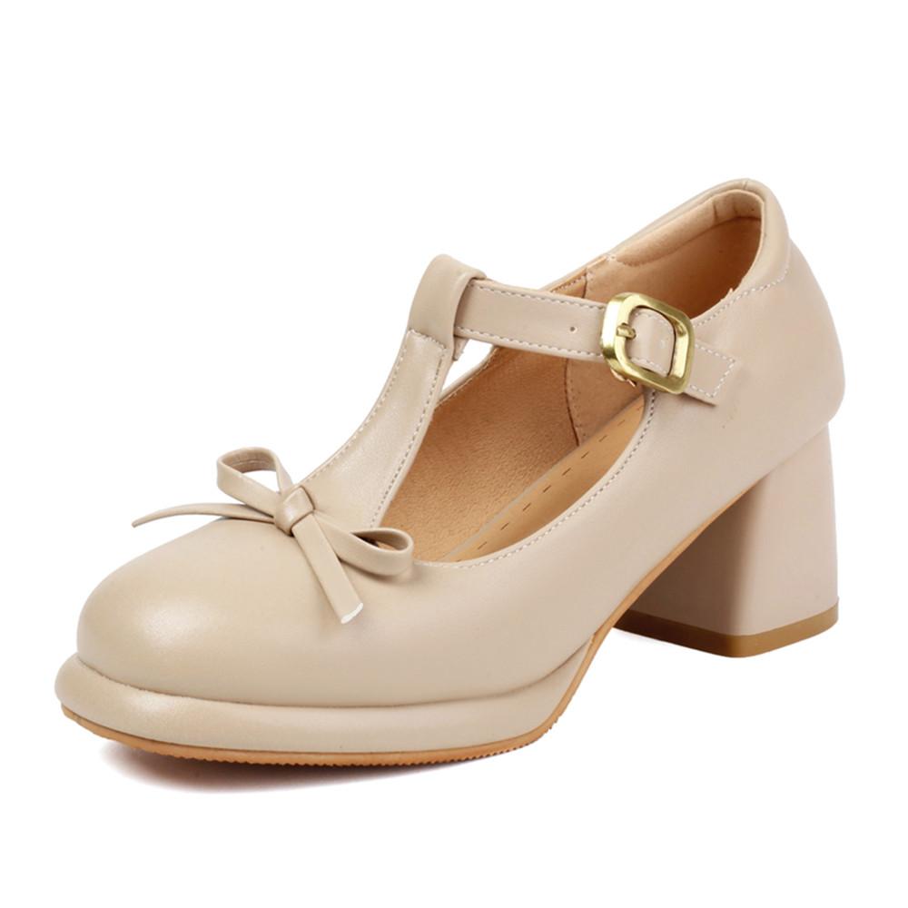 Fashion 2025 New High Heels Sweet Bow Pumps Shoes Women Platform Sandals Lolita Girls Cosplay Uniform Shoes Black Red Apricot Size33-43