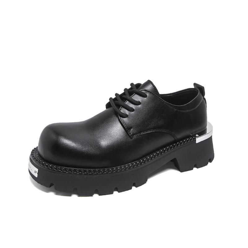 

Men s leather shoes Height increasing casual style Fashion party and office Outdoor street Derby Daily Shoes Black thick soled 37