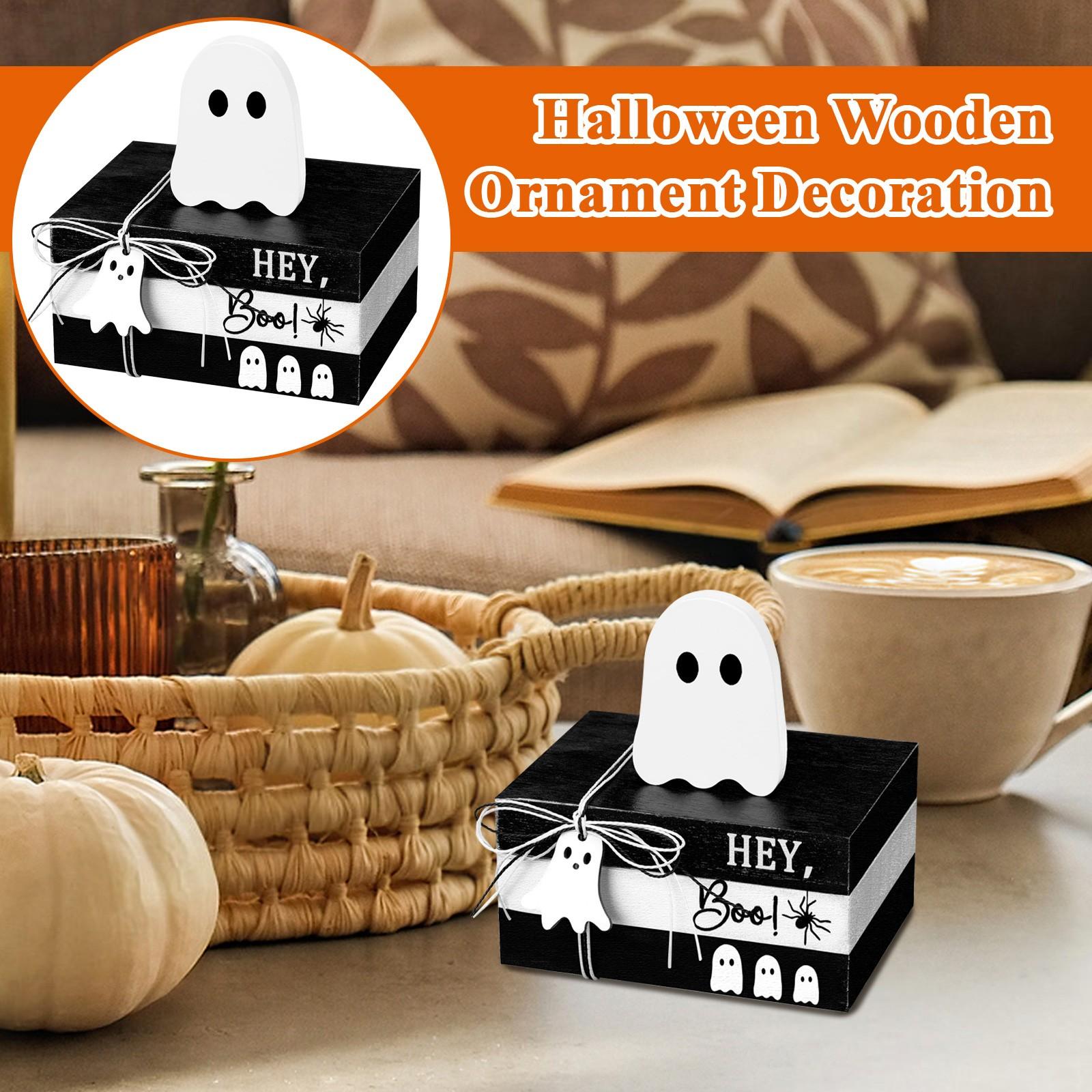 

Хэллоуин Деревянное Украшение, Деревянная Бирка Книга Украшение One Size белый