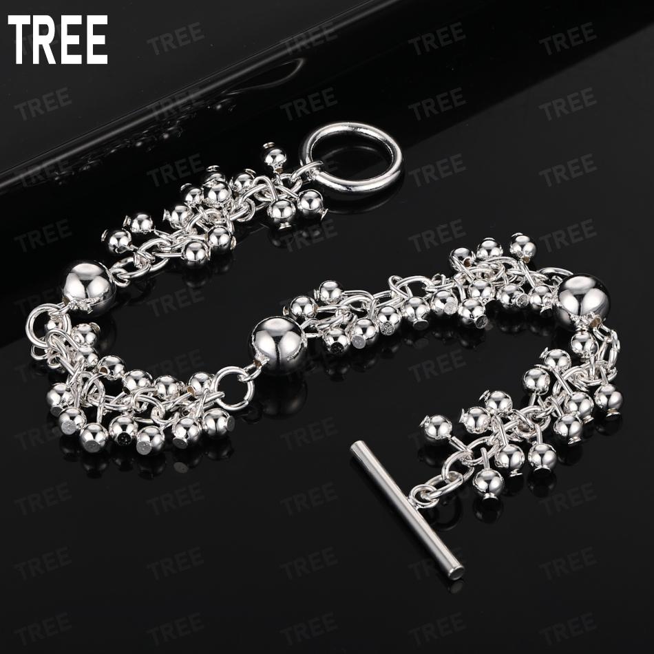 925 Sterling Silver Beaded Side Chain Beautiful Bracelet Gift Jewelry
