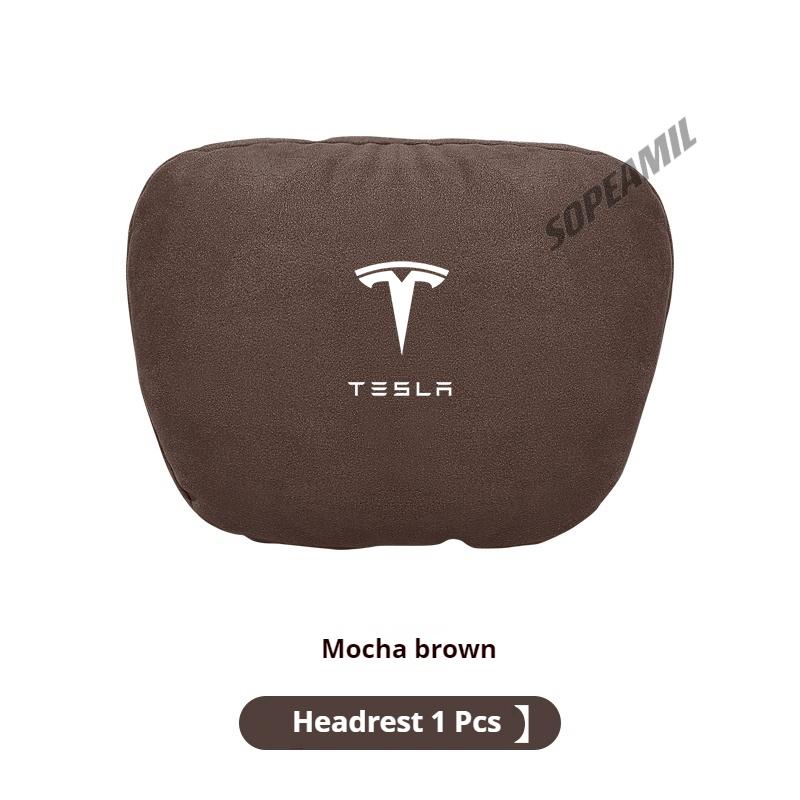 Oreiller de soutien cervical pour appui-tête en daim pour voiture, coussin de siège lombaire pour Tesla Model 3 Model Y Model S Model X Roadsrer Cybertruck