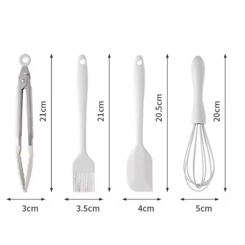 Household Silicone Baking Four-piece Set Non-stick Multifunctional Spatula Whisk High Temperature Resistant Food Clip Oil Brush