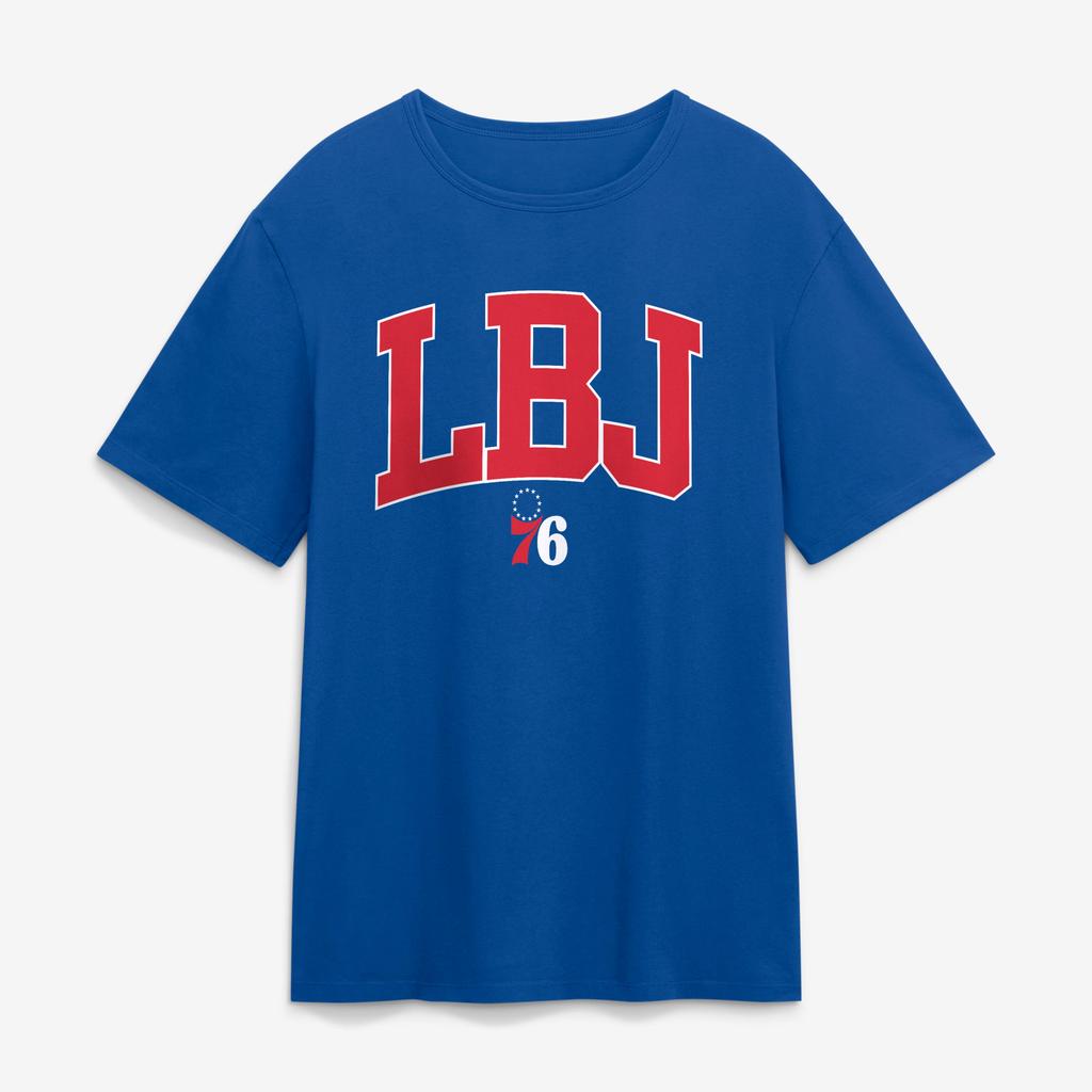 Maglietta da Uomo LeBron James Royal Philadelphia 76ers con Iniziali Varsity Oversize Streetwear Allenamento Maglia Sportiva Manica Corta Abbigliamento Femminile Maschile