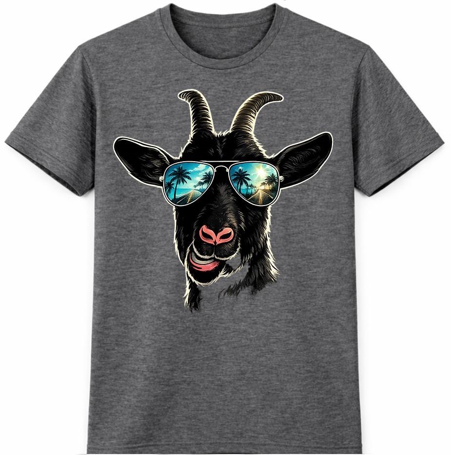 Maglietta Fresca Capra Occhiali da Sole Divertente Animale da Fattoria Grafica Maglietta Casual Top