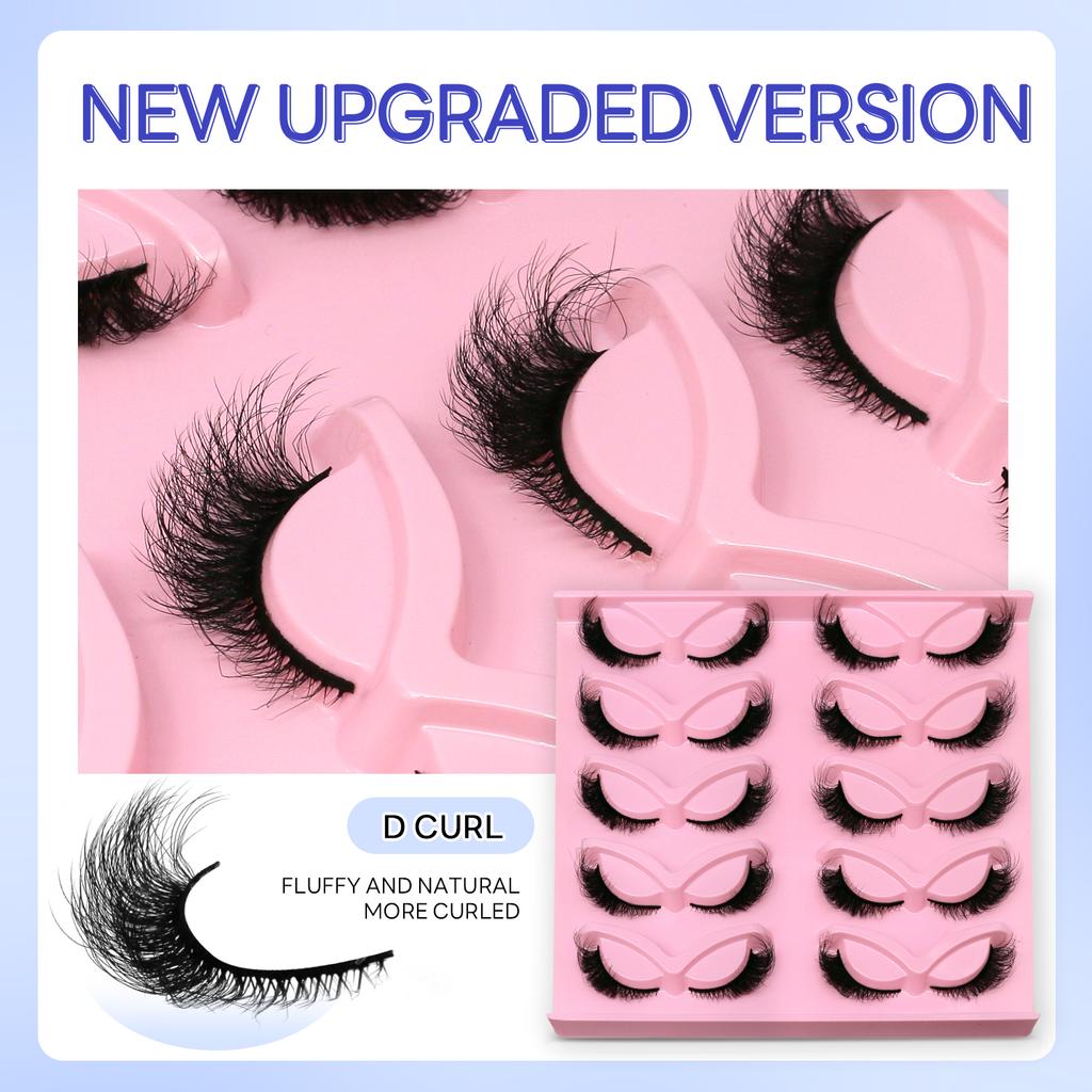 GROINNEYA Fluffy Cat Lashes 3D Faux Mink Lashes Soft Full Thick Eyelashes Wispy False Eyelashes Curly lashes wholesale lashes