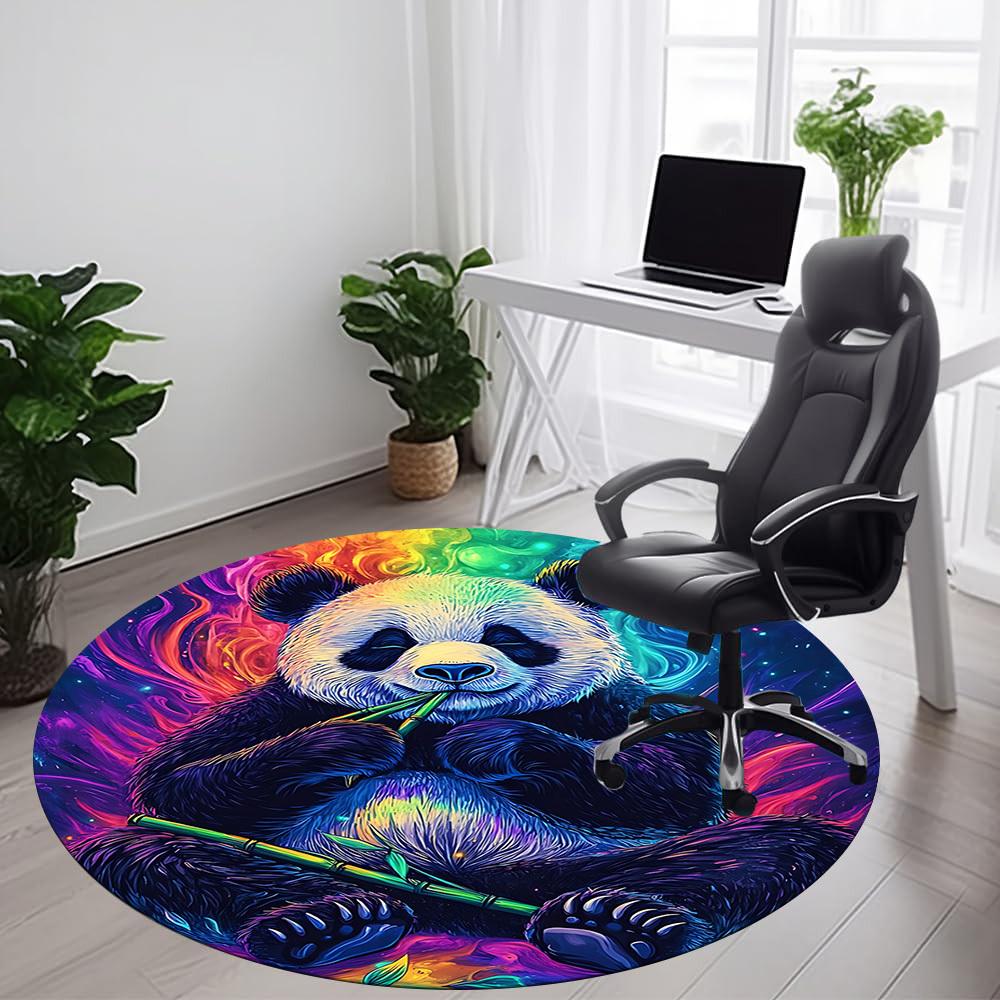 1pc Panda Rainbow Office Round Area Rug, Under Office Chairs Bedroom Living Room Home Decor, Room Deco