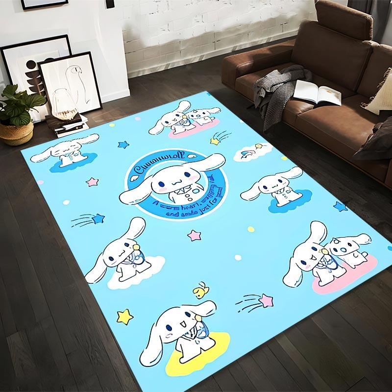 

Cute White Bunny Cartoon Characters Carpet with Stars on Light Blue Background Suitable for use as an anti-slip1 for1room and bedroom sofas 40x60cm( 15x23in )