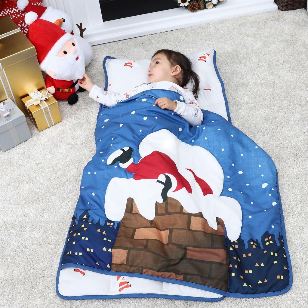 Soft and Breathable Baby Nap Mat: Polyester-Cotton, Foldable, Anti-Kick, Ideal for Kindergarten Sleeping.