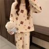 2023 Peach Bear Coral Fleece Pajama Set - Cozy Autumn/Winter Two-Piece
