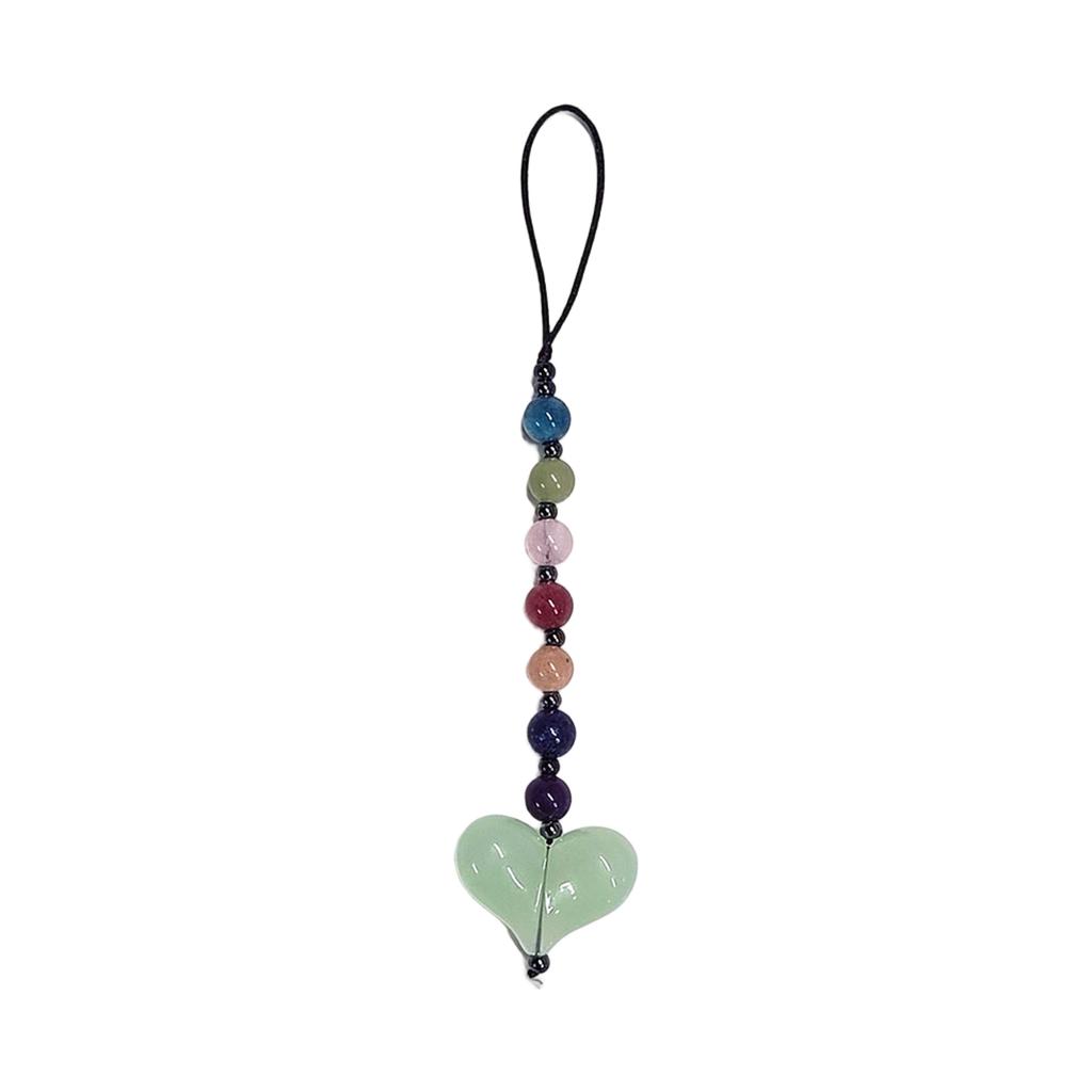 Heart Beaded Keychain Fashionable Resin Charm Phone Pendant for Youthful Women Colorful Beads for Bags and Phones