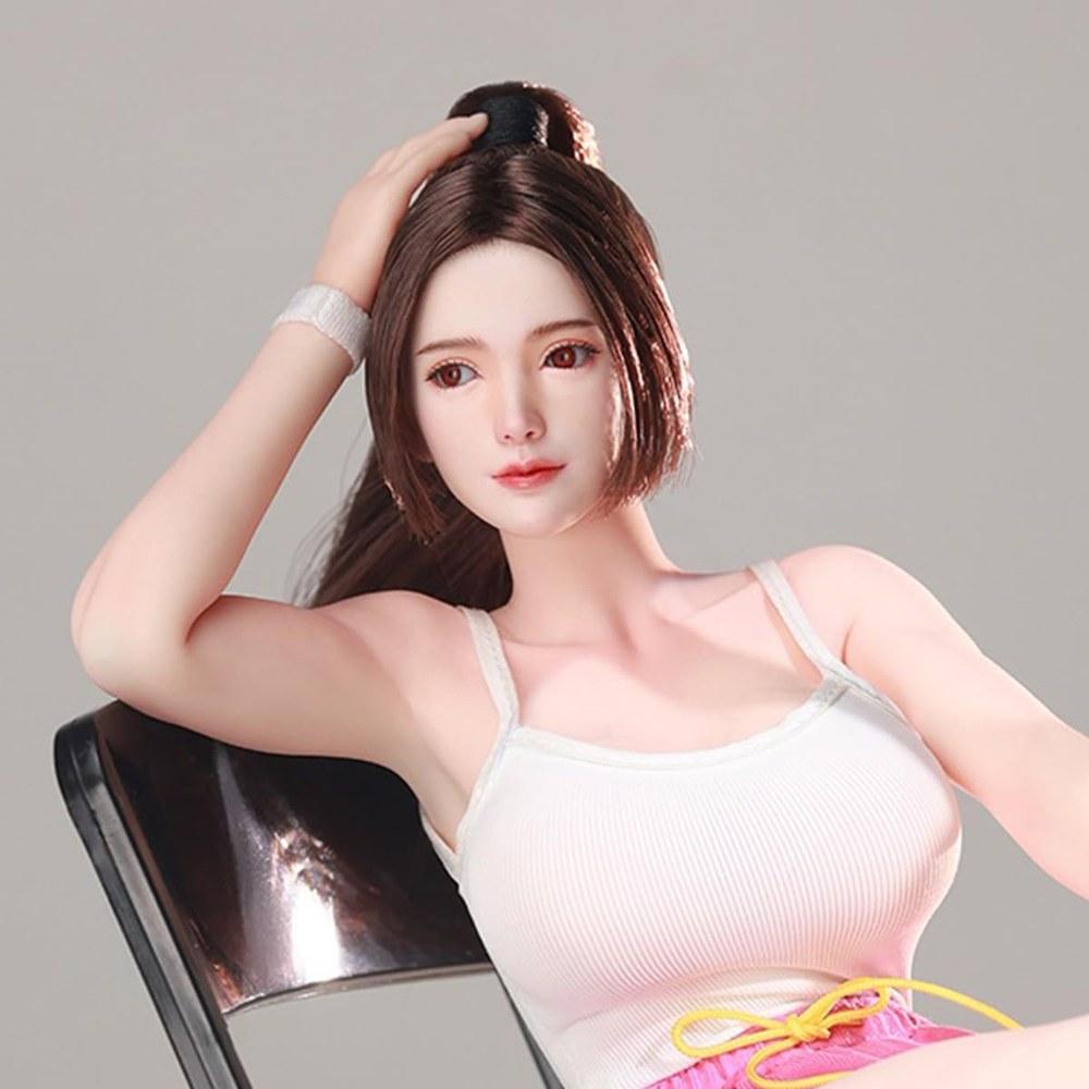 HiPlay VeryCool 1/6 Yakumo Ponytail Female Head with Movable Eyes Doll Head Rooted Hair Painted