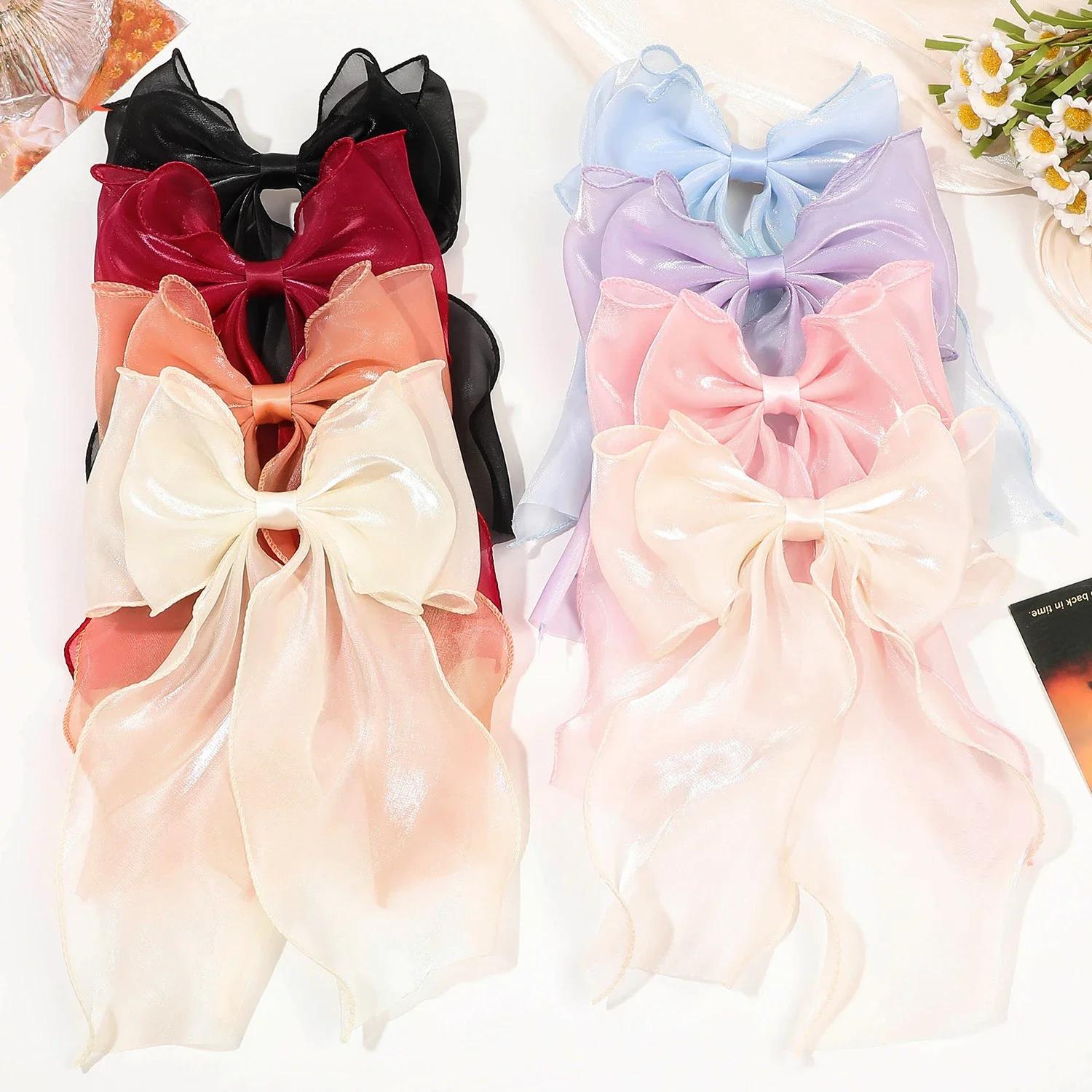 

Women Long Big Bow Hair Clip Vintage Mesh Back Head Clip Girls Hair Accessories