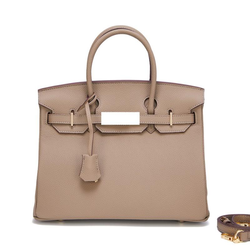 Kontrastfarbe Goldene Schnalle Pulverfarbene passende Innentasche Echte Ledertasche Klassisch Modisch Damen Rindsleder Schultertasche