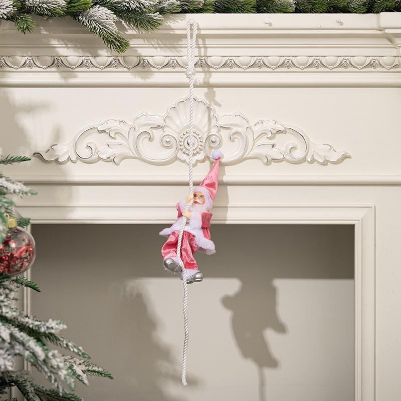 Santa Claus Resin Figurine Climbing Rope Christmas Tree Ornament