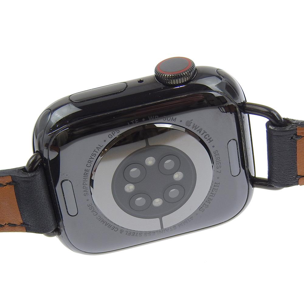 HERMES Apple Watch Collaboration Watches WR-50M series 7 GPS blackDial Stainless Steel/leather Smart watch Women Used