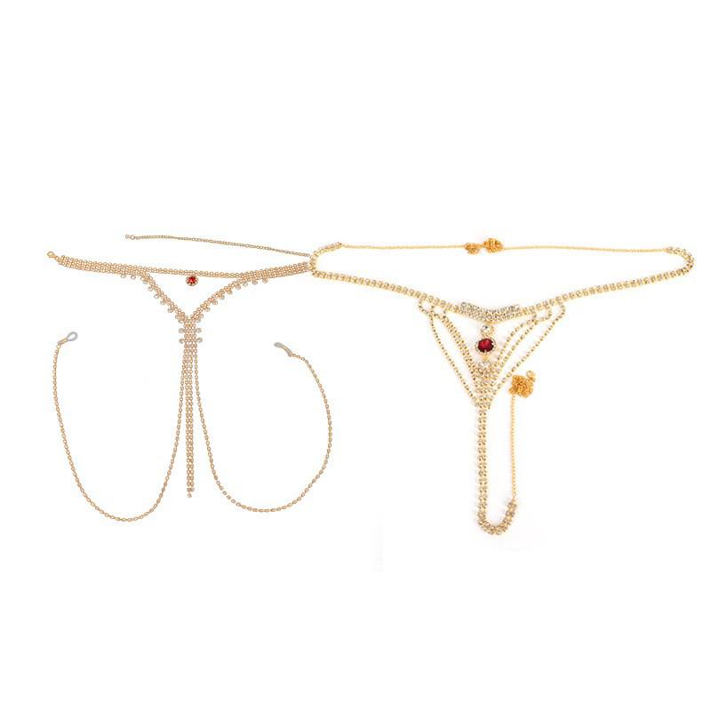 Elegant Rhinestone Ruby Body Chain Set for Women - Nightclub Style