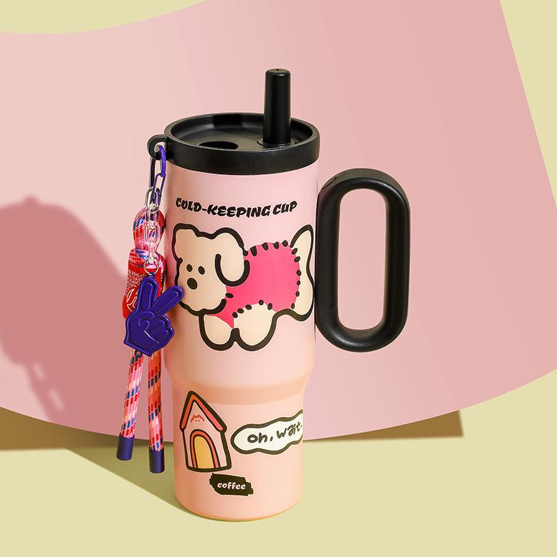High-Capacity 316 Stainless Steel Insulated Cup with Straw