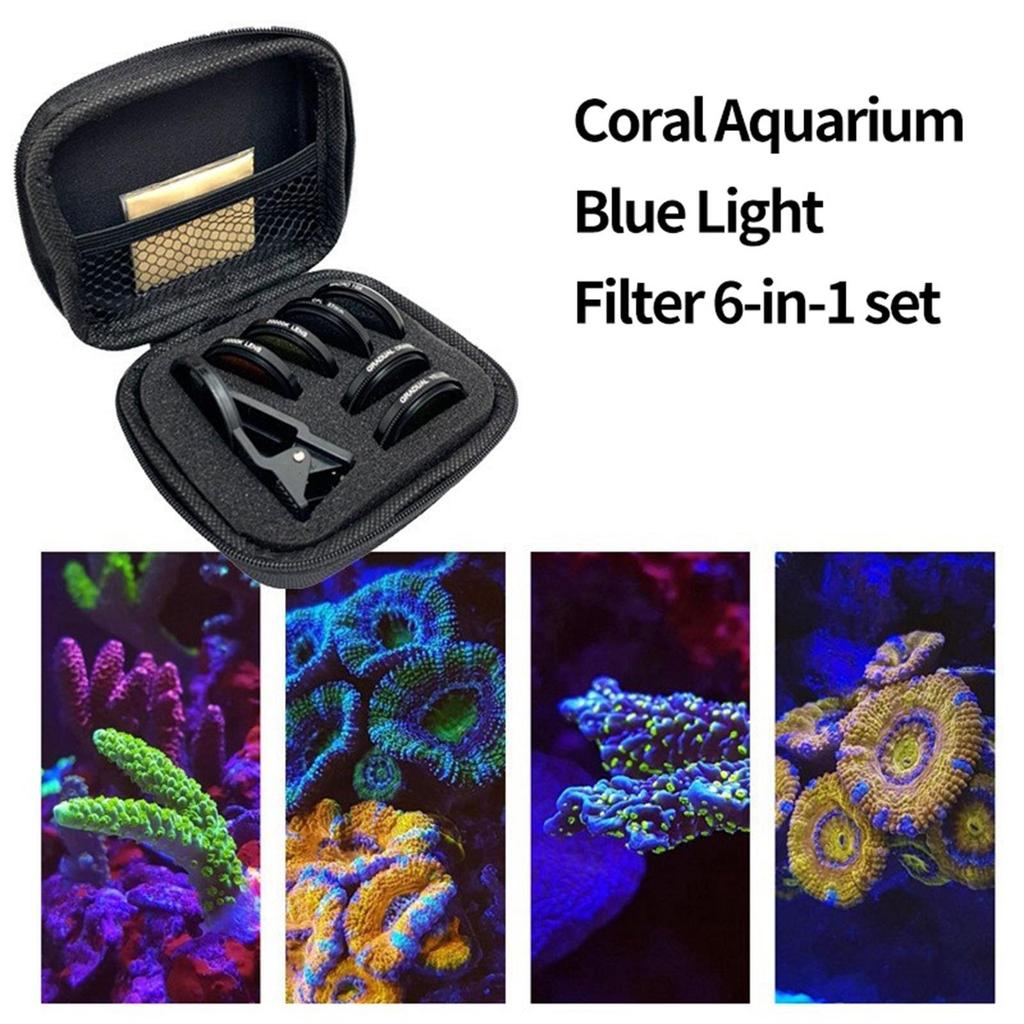37mm 6 In 1 Aquarium Lens Fish Tank Phone Camera Lens Filter Macro Lens Yellow Lens Filter Coral Reef Aquarium Universal