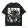 DOOM Anime Lover Washed Tshirt Year Round Clothing Personality Clothes Plus Size Unisex Streetwear High Quality Hot Product Tee