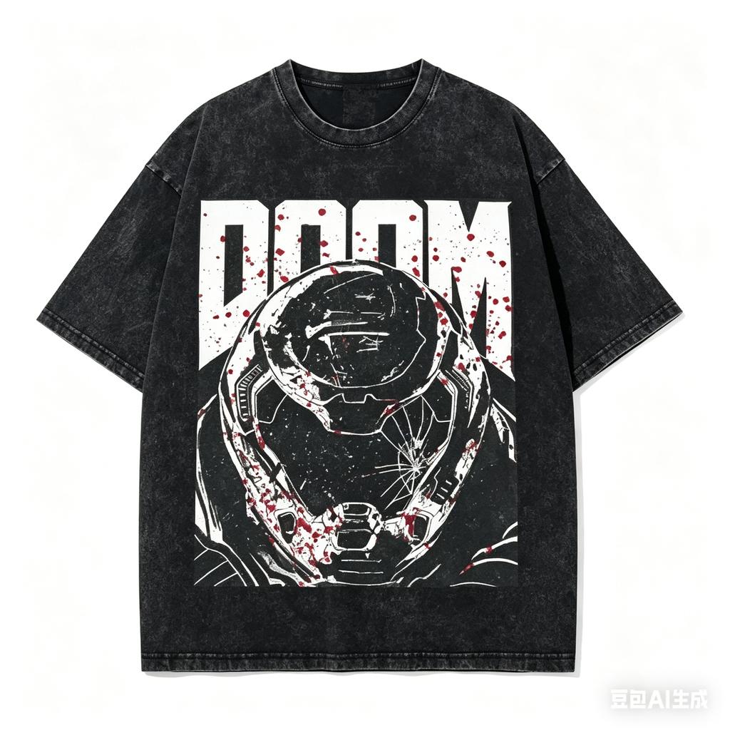 DOOM Anime Lover Washed Tshirt Year Round Clothing Personality Clothes Plus Size Unisex Streetwear High Quality Hot Product Tee