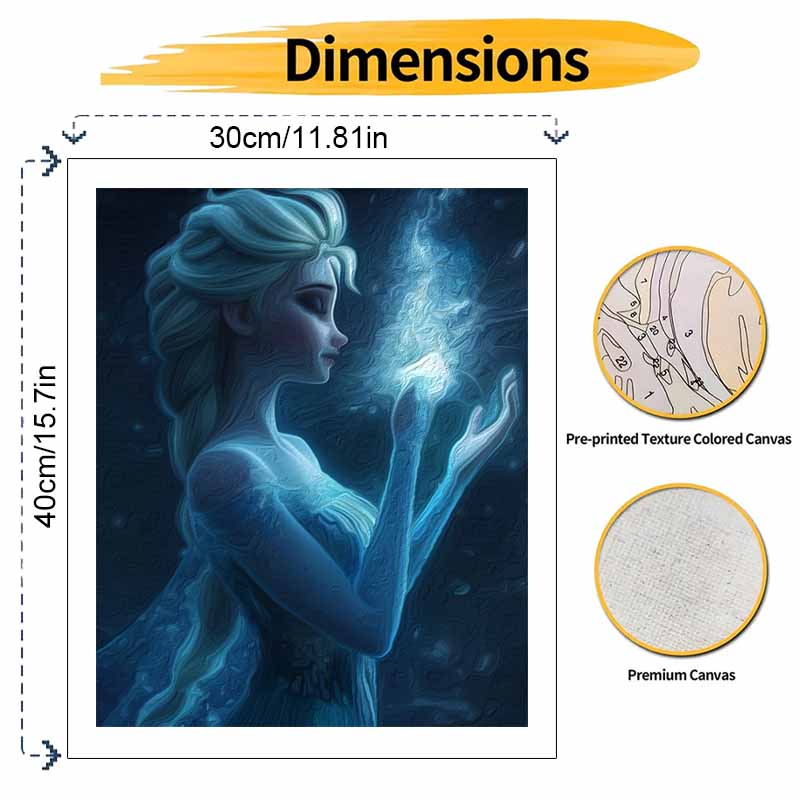 Disney Elsa Magic Oil Art Painting Kit Home Wall Decor Handmade Gift for Room Aesthetic Decoration Art Collection Sparkling Fantasy Decor