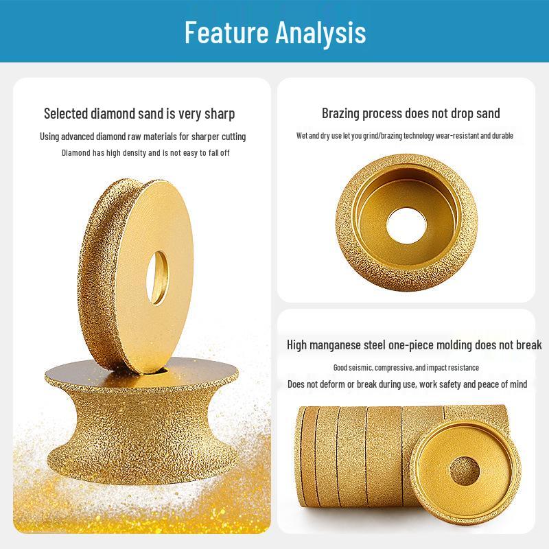 Stone Grinding Wheel for Marble & Granite: Chamfering, Grooving, Rounding, Arc Angle Grinder Head