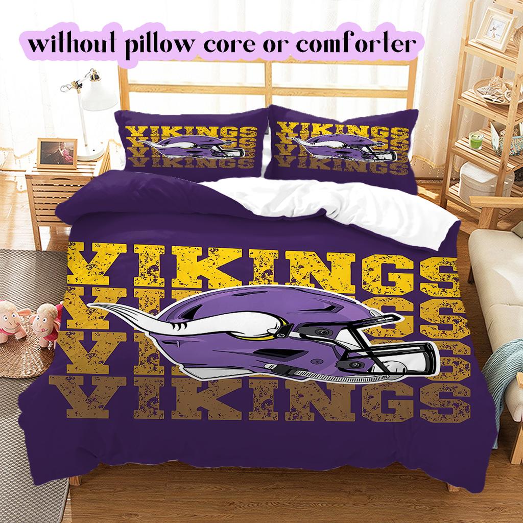 football Logo Pattern Bedding Quilt Set Quilt Cover Pillowcase Home Decoration Birthday Gift (1*duvet cover+ 2*pillowcase, without core)