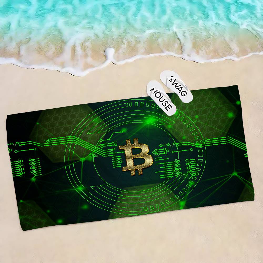 Funny Bitcoin Microfiber Printed Beach Towel Mountain Climbing Yoga Beach Swimming Running Absorbent Soft Towel