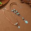 Blue Pendant Necklace Bohemian Style Stack  Beach Choker Fashion Multilayer Necklace  Party Wear