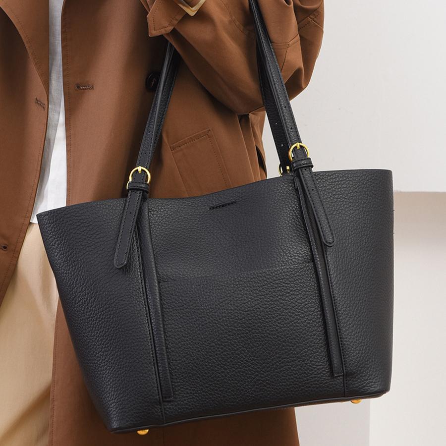 Leisure commuting totes bag for women new large-capacity purse and handbags classic versatile pu leather shoulder bag black sac