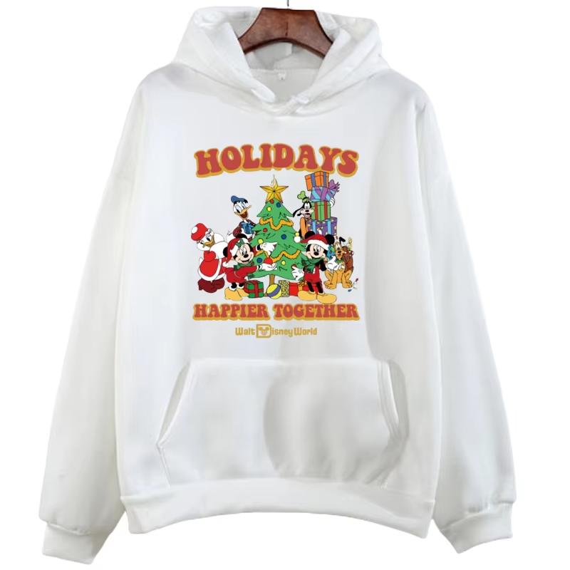 Merry Christmas Cartoon Disney Mickey Mouse Printed Hoodie Harajuku Fashion Men's Autumn Casual Long Sleeve Streetwear Pullover