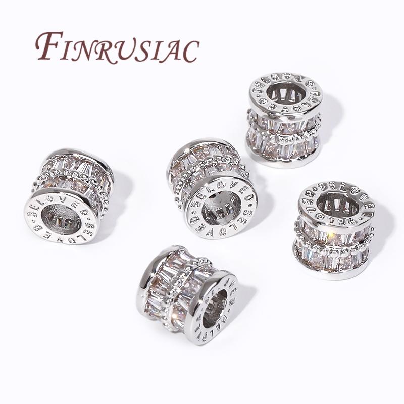 18K Gold Plated Zircon Crystal Bead Accessories For Bracelets,Round Spacer Bead,Separator For Beads,DIY Jewelry Making Supplies